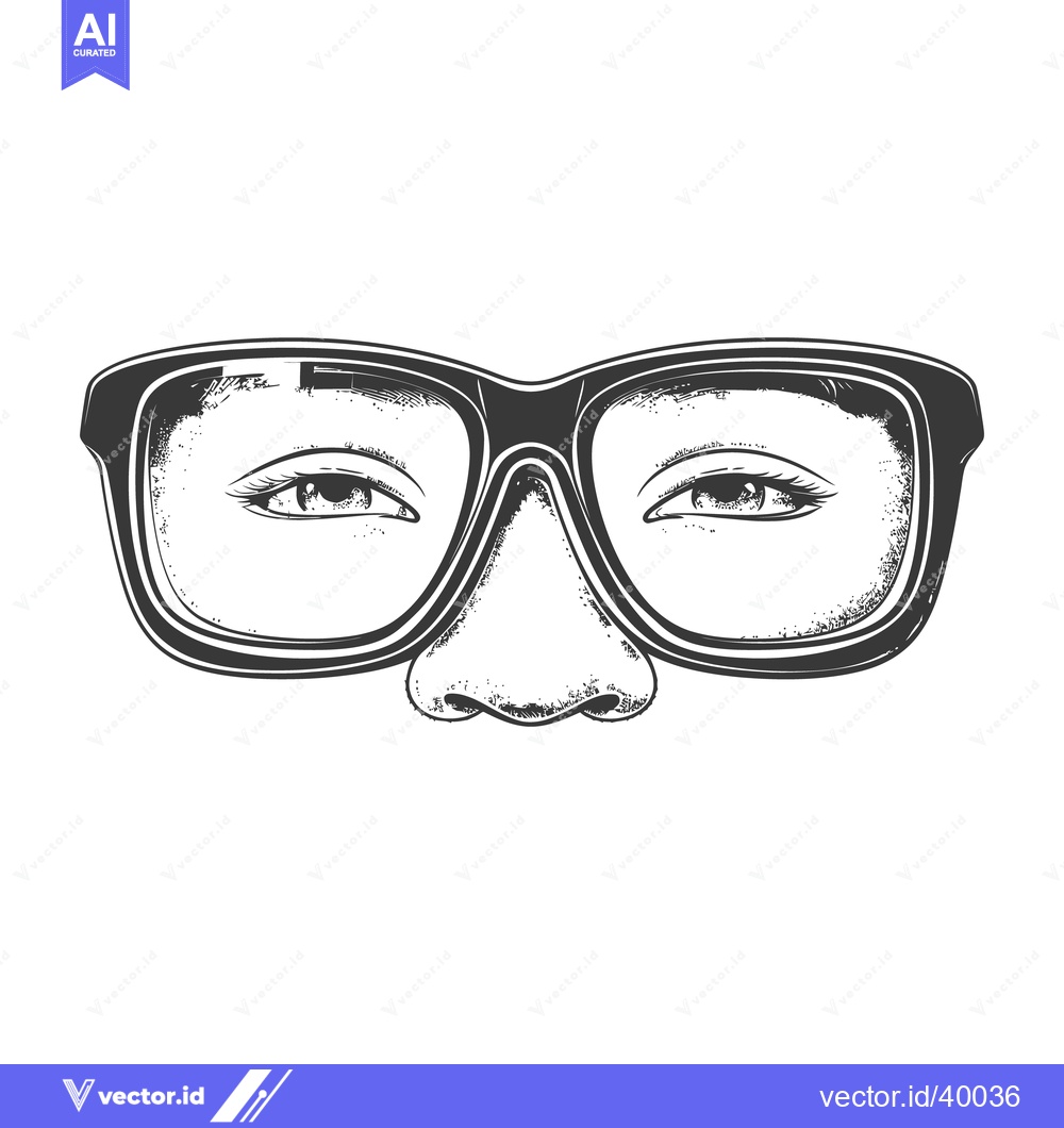 Premium Vector of A detailed black and white artistic drawing of face features