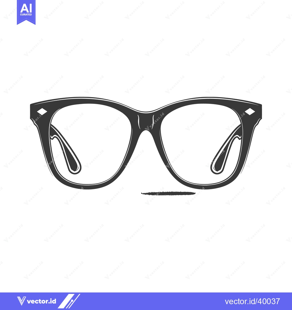 Premium Vector of Dark framed spectacles appear as a classic eye wear illustration