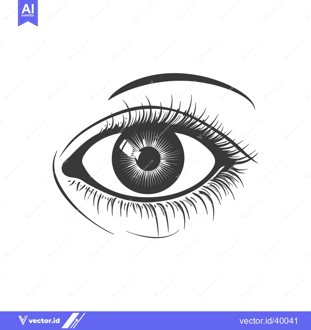 Premium Vector dari Detailed drawing depicting a single human eye with long eyelashes