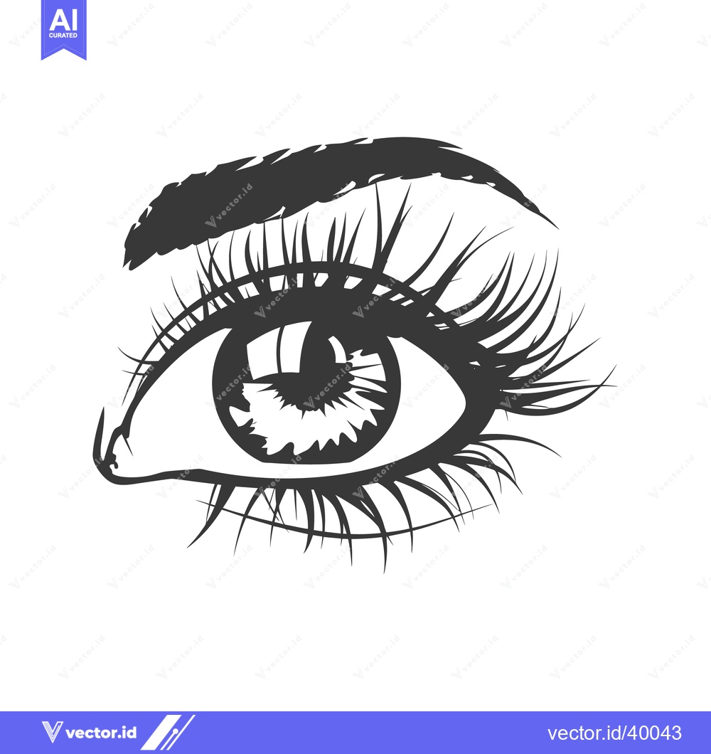 Premium Vector dari A black and white illustration of a detailed human eye