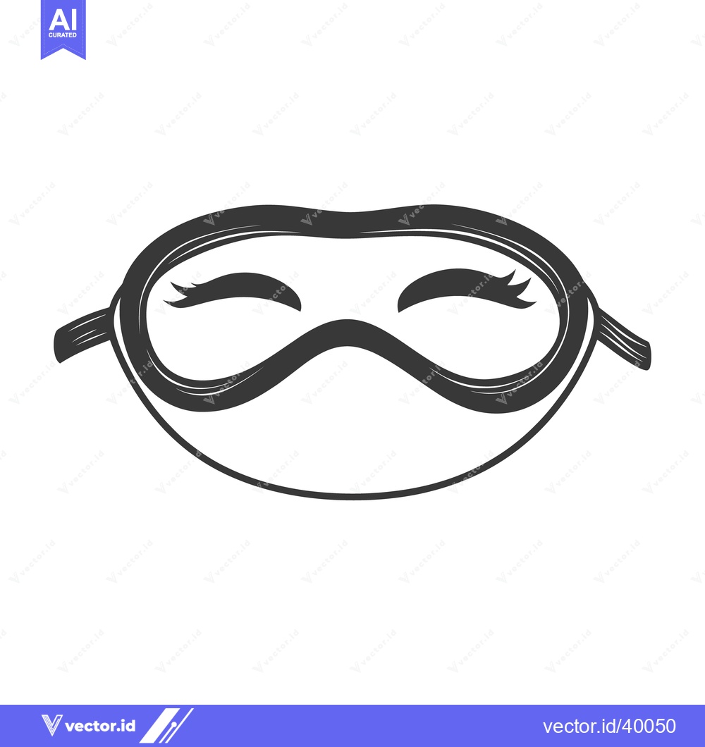 Premium Vector of An eye mask with closed eyes and soft feathered eyelashes