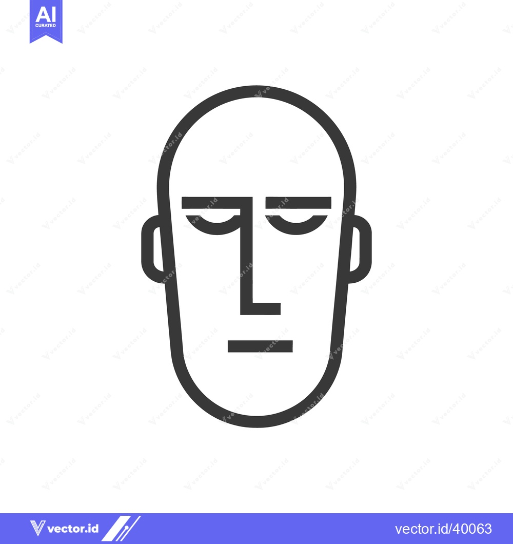 Premium Vector dari Minimalist Face Icon: Bold Line Art, Modern Design, Neutral Expression