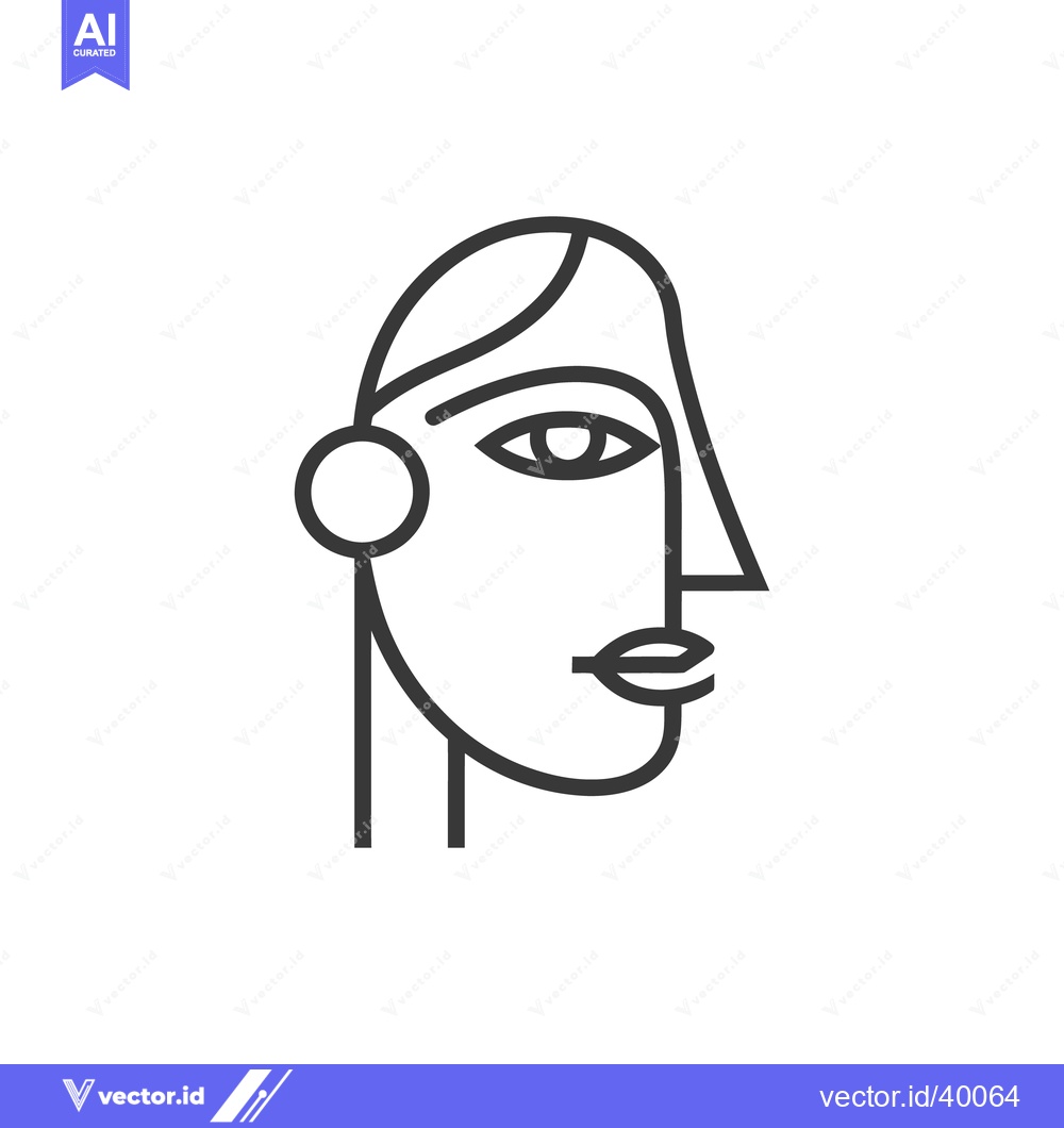 Premium Vector dari Minimalist Line Art Portrait: Abstract Female Face in Profile, Geometr
