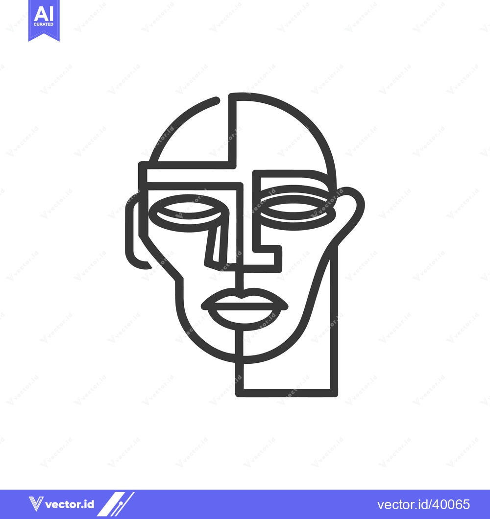 Premium Vector of Abstract Geometric Face Portrait in Minimalist Line Art Style