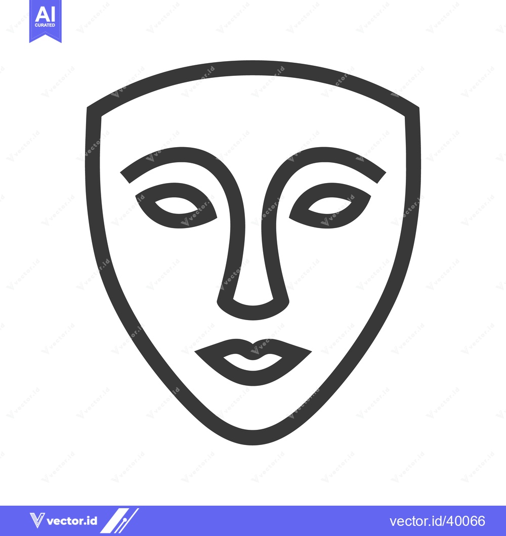 Premium Vector of Minimalist Theater Mask Icon: Simple, Bold Line Art Symbol of Drama an