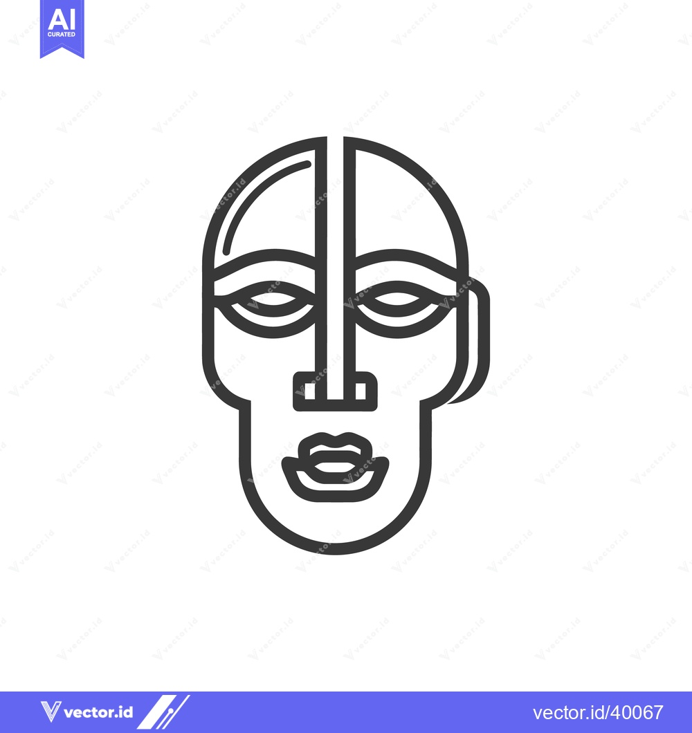 Premium Vector dari Minimalist Tribal Mask Icon: Geometric Face with Bold Lines and Symmet