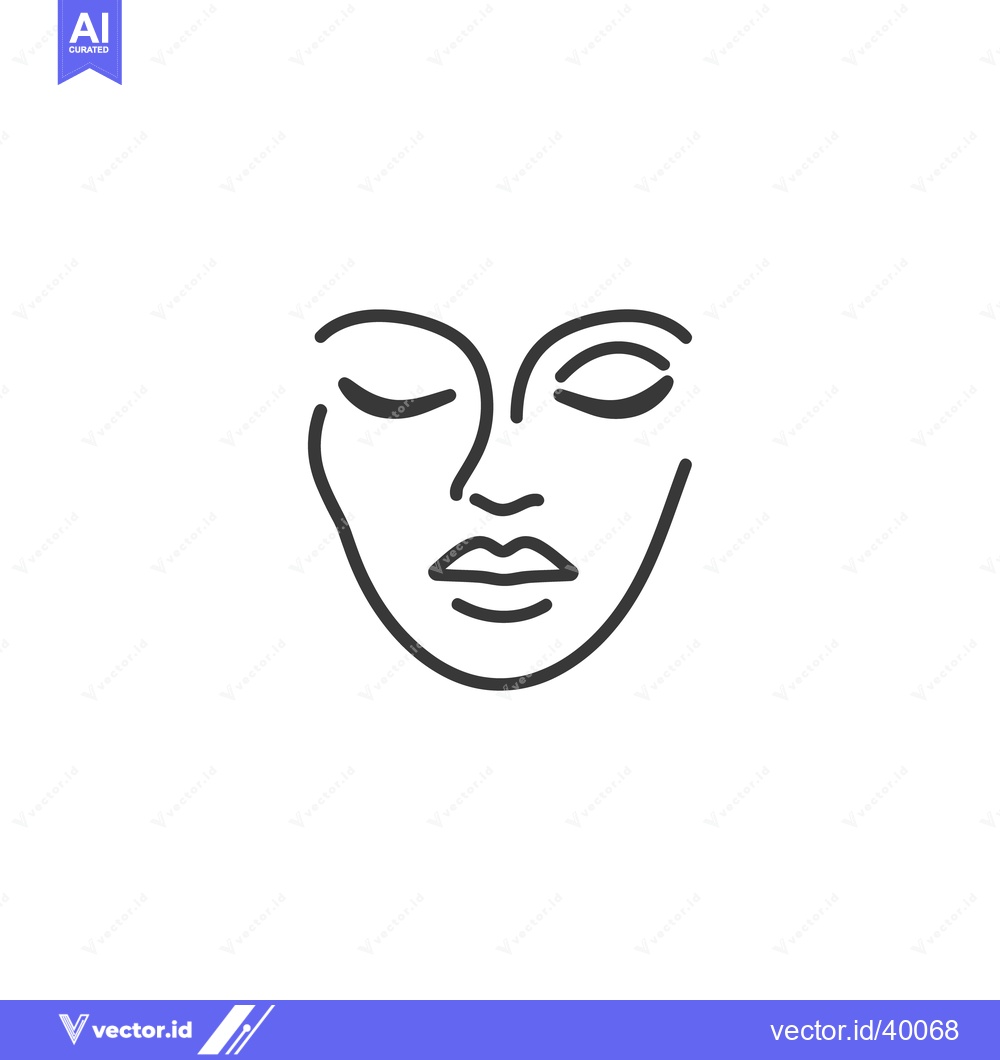 Premium Vector dari Minimalist Line Art: Serene Woman's Face with Closed Eyes on White