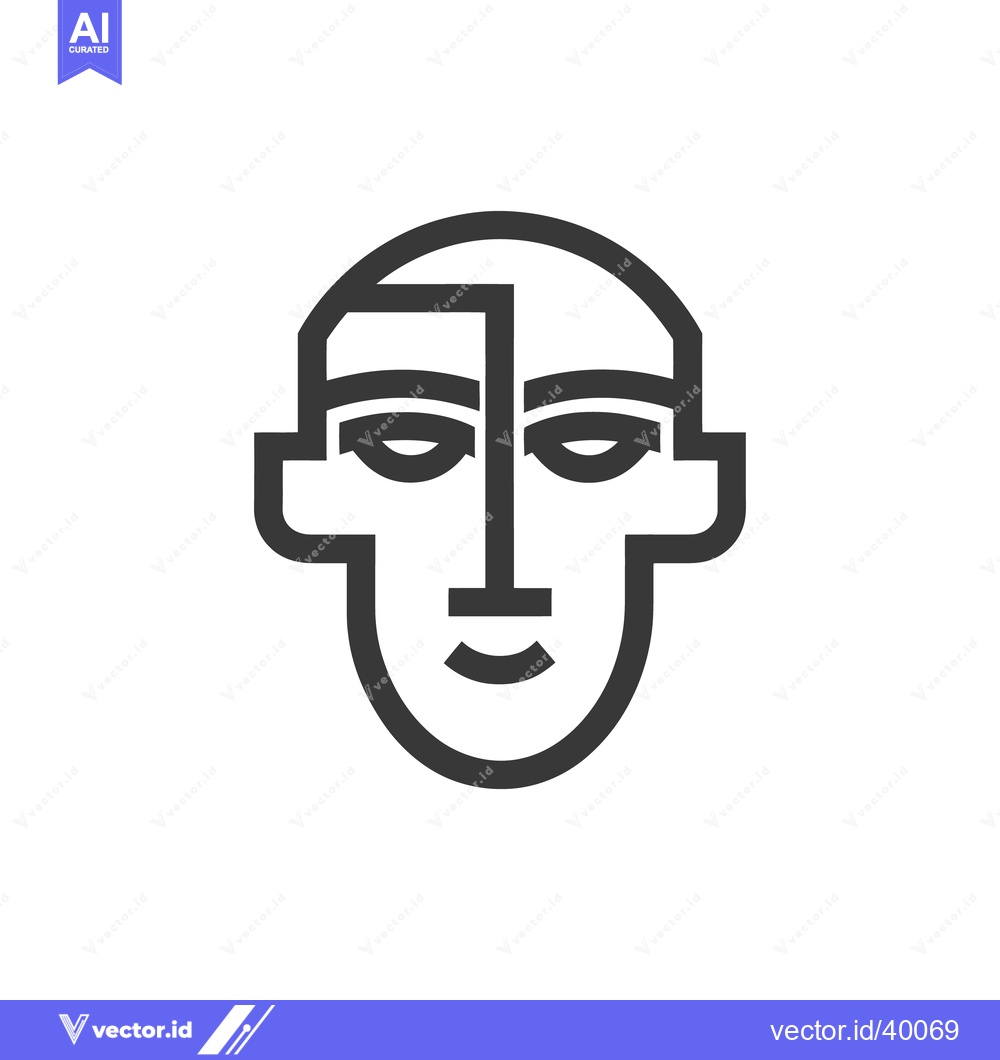 Premium Vector dari Minimalist Geometric Face Portrait: Bold Line Art on White Background