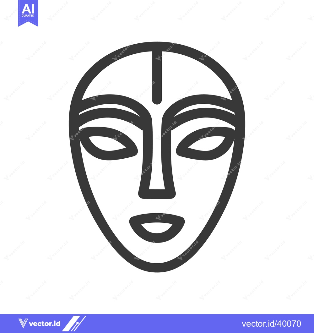 Premium Vector of Minimalist Tribal Mask Icon: Bold Lines, Cultural Symbolism, Graphic D