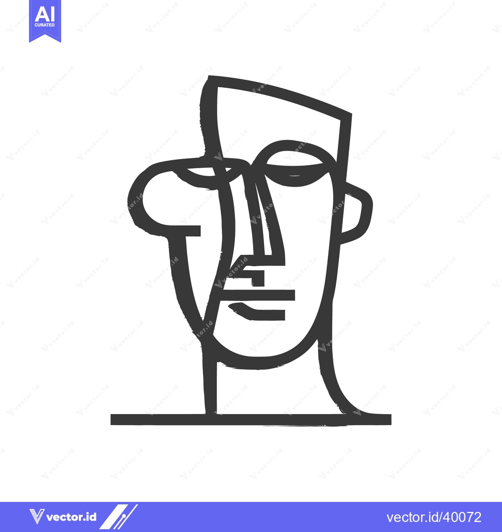 Premium Vector dari Abstract Portrait: Bold Brushstrokes and Minimalist Design in Black an