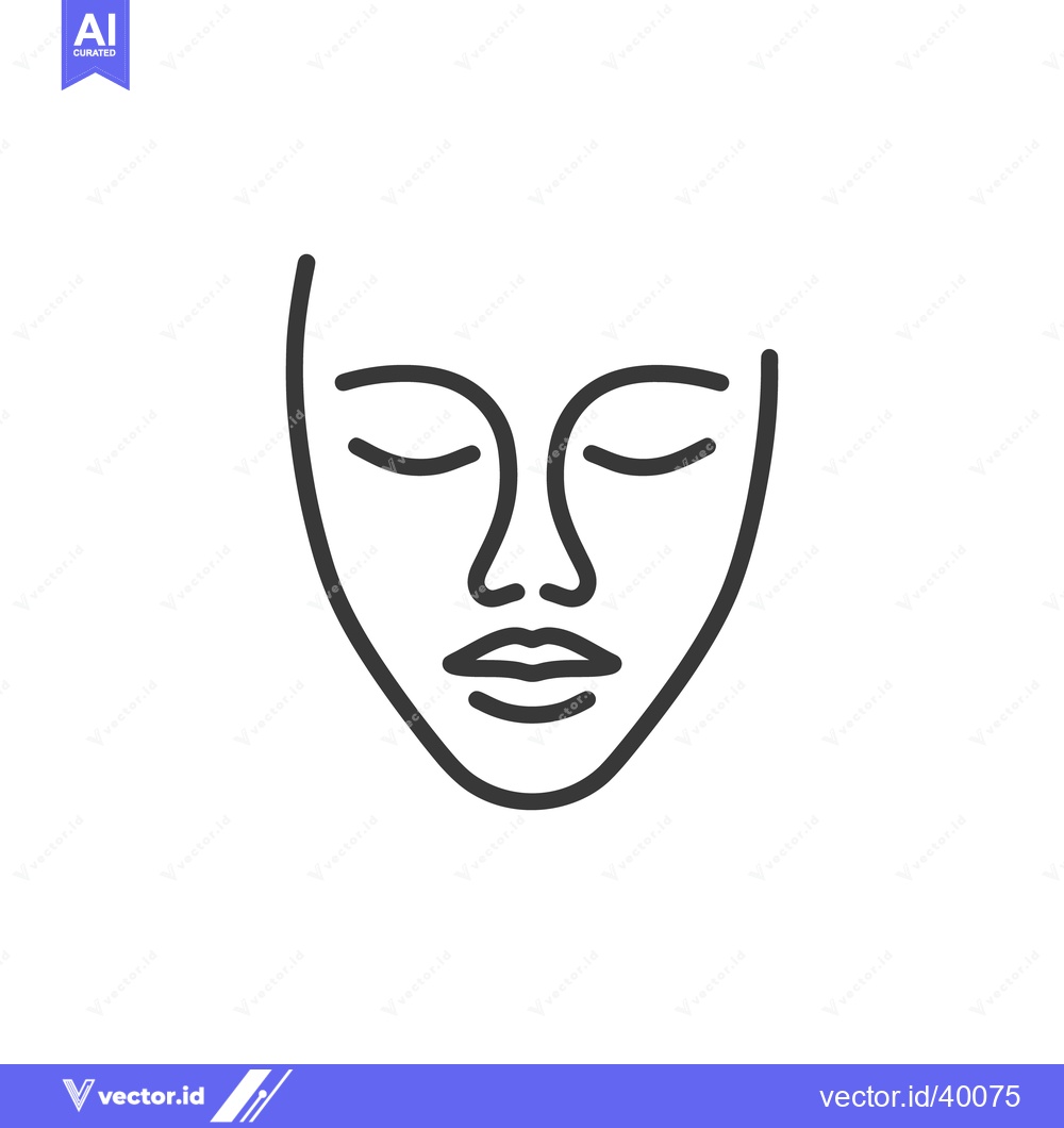 Premium Vector dari Minimalist Line Art: Serene Female Face with Closed Eyes, Beauty Icon