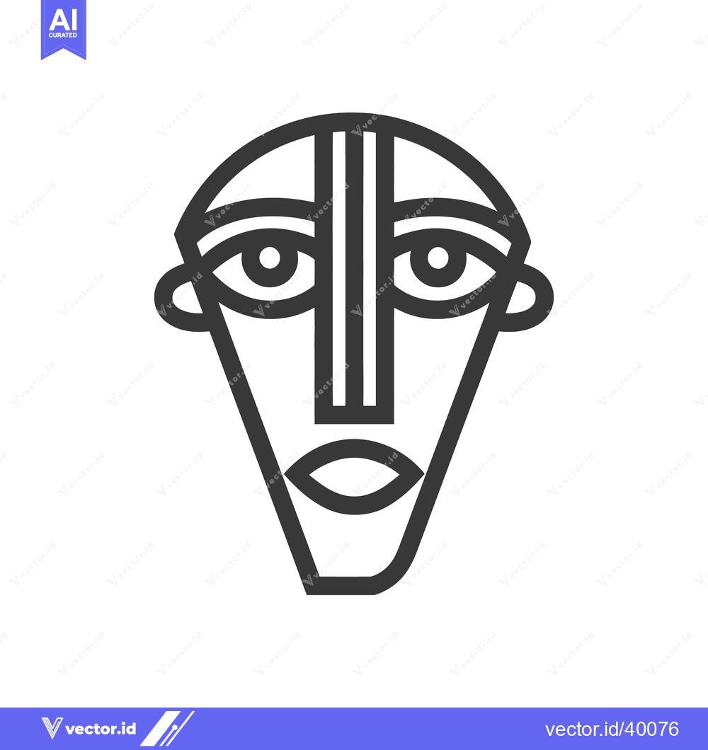 Premium Vector dari Minimalist Tribal Mask Illustration with Bold Lines and Geometric Shap