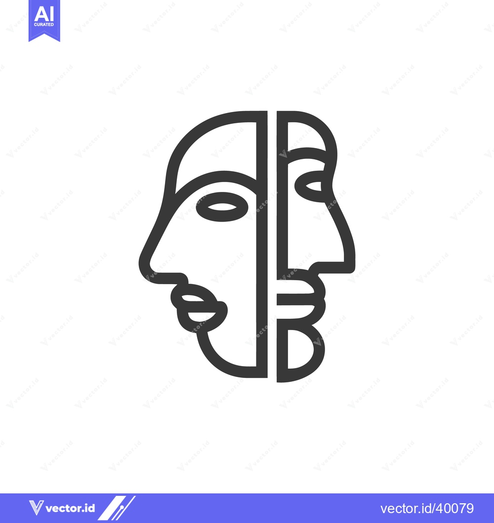 Premium Vector of Minimalist Line Art: Two Faces Merged in Abstract Portrait