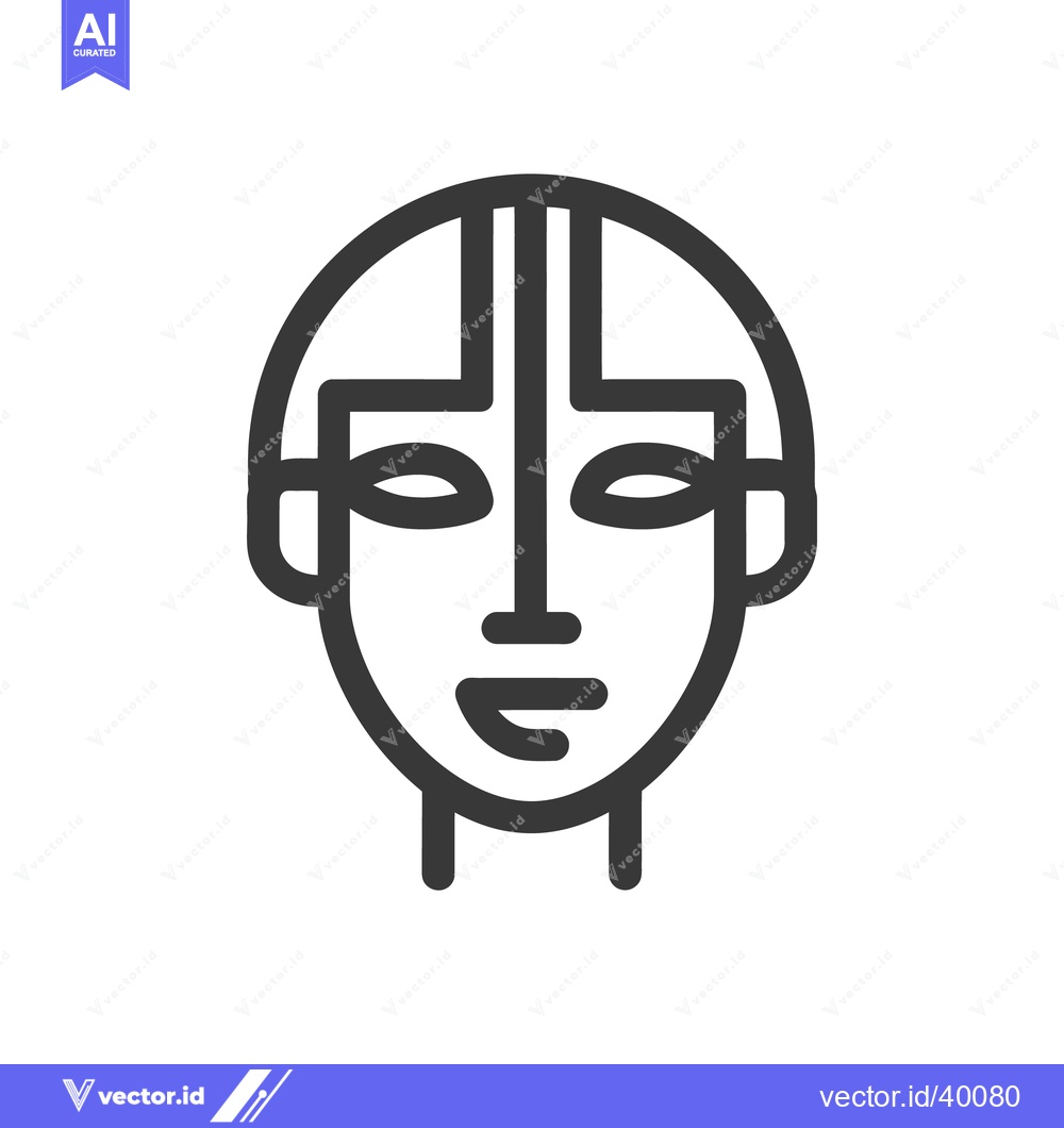 Premium Vector of Minimalist Face Icon: Geometric, Abstract, Modern Design in Dark Gray