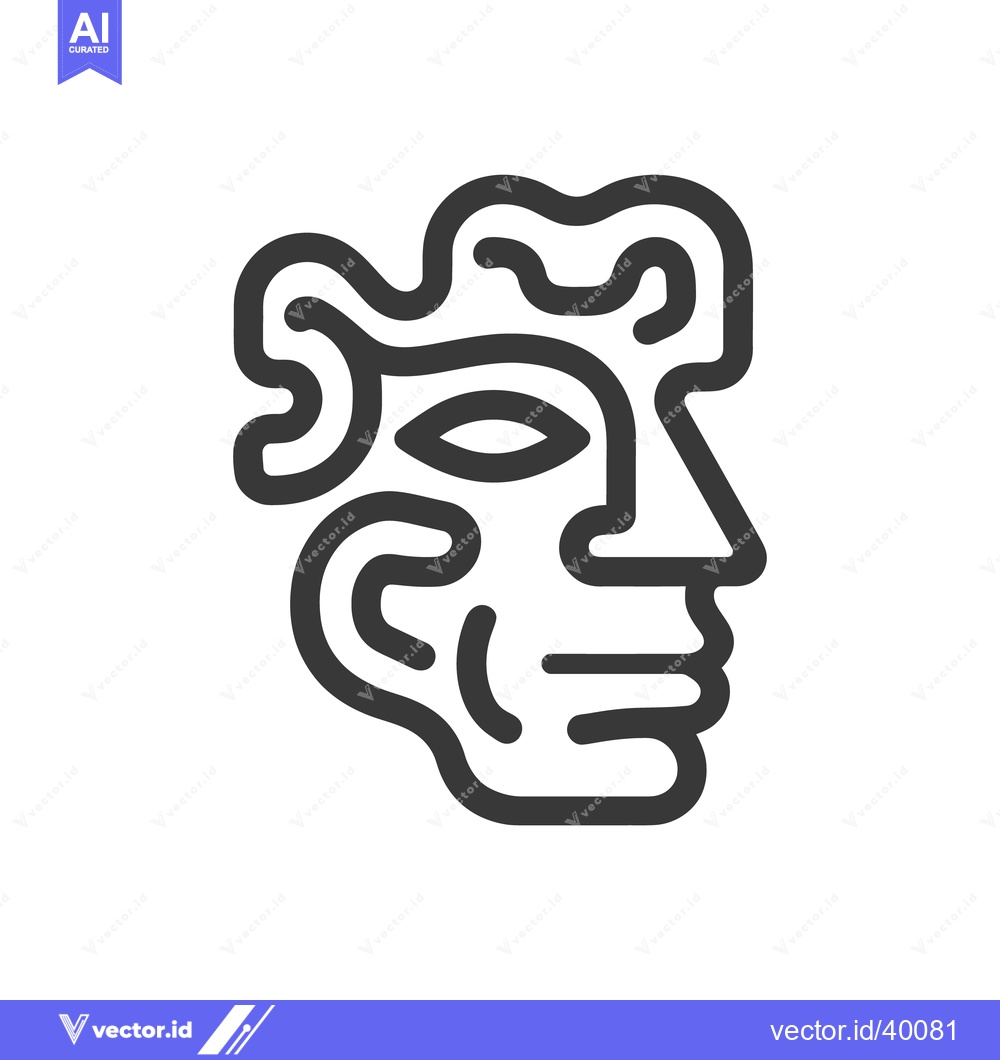 Premium Vector dari Abstract Face Icon: Minimalist Line Art Portrait with Unique Hairstyle
