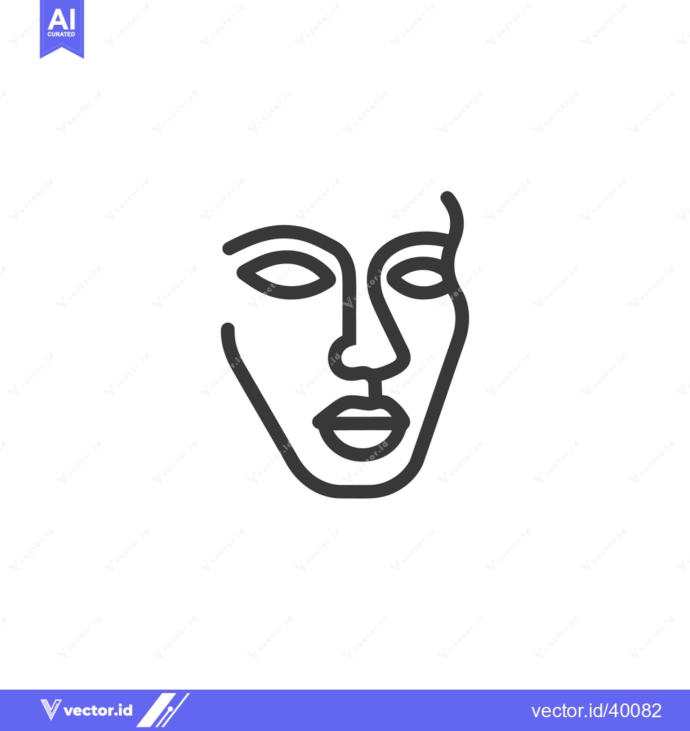 Premium Vector of Minimalist Line Art: Abstract Female Face Portrait on White Background