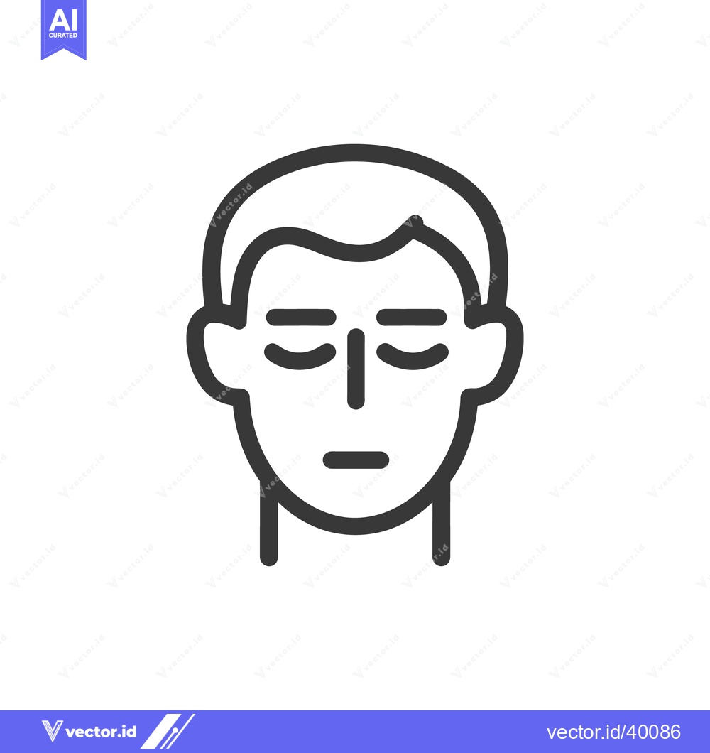 Premium Vector dari Minimalist Face Icon: Serene Expression, Closed Eyes, Clean Line Art