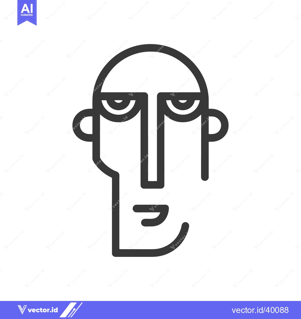 Premium Vector dari Minimalist Line Art Portrait: Geometric Face with Bold Features on Whi