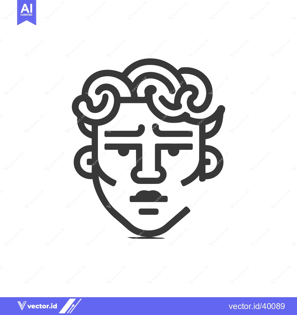 Premium Vector of Minimalist Portrait: Bold Line Art of a Man with Curly Hair