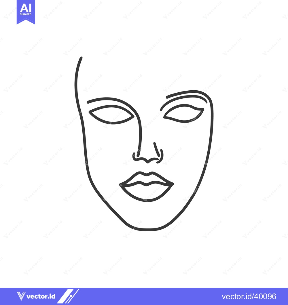 Premium Vector dari A minimalist line drawing of a human female face