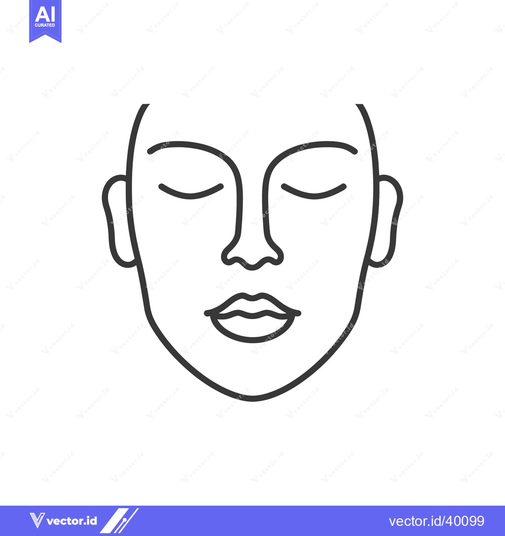 Premium Vector dari Simplified Outline Illustration Depicting a Human Face with Eyes Close