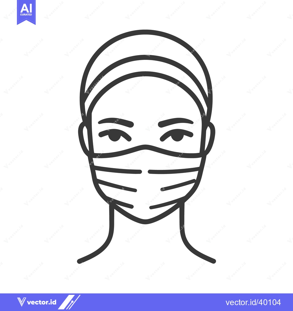 Premium Vector dari A simple line drawing of a person wearing a mask