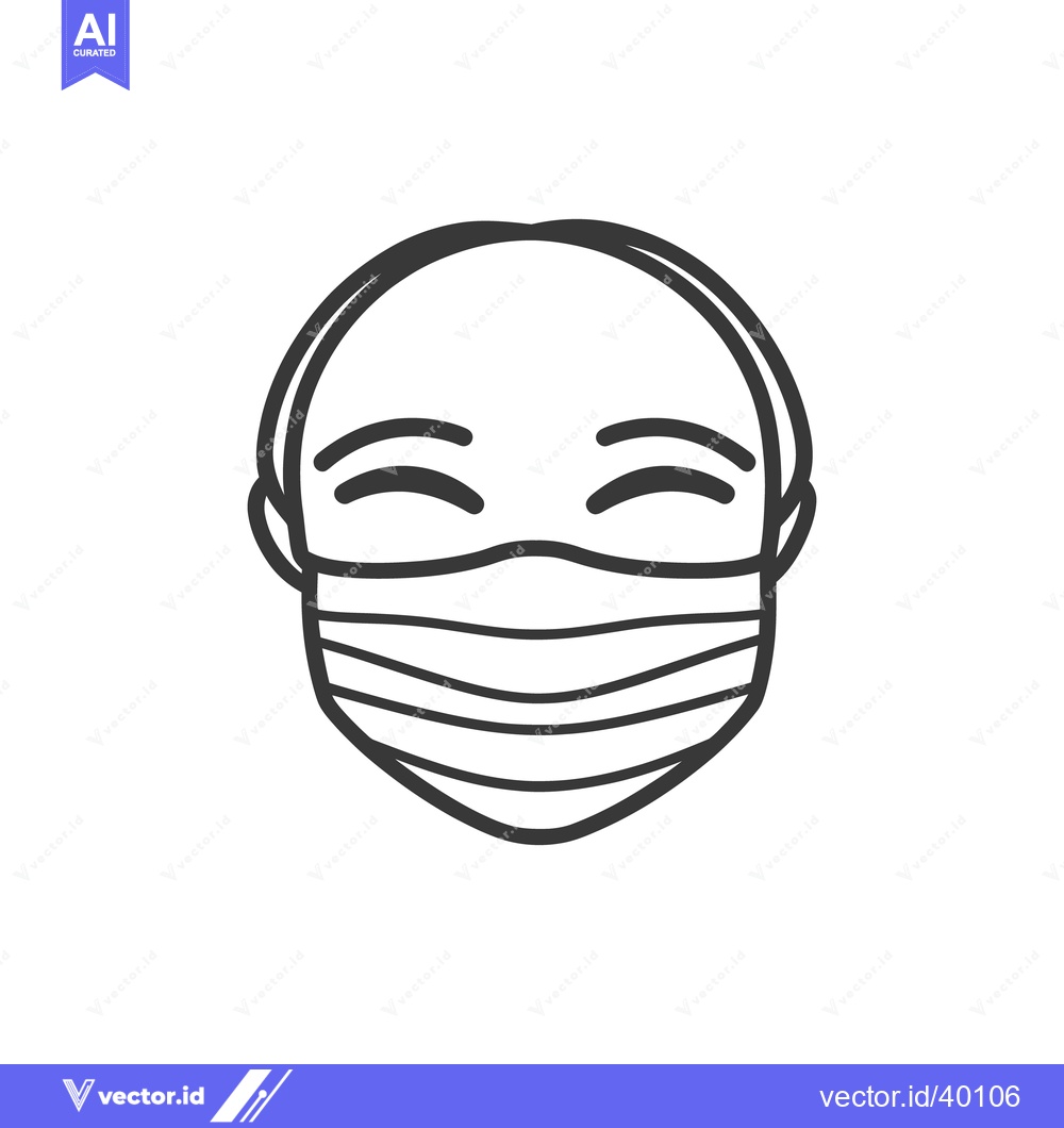 Premium Vector dari A simple line drawing of a person wearing a face mask