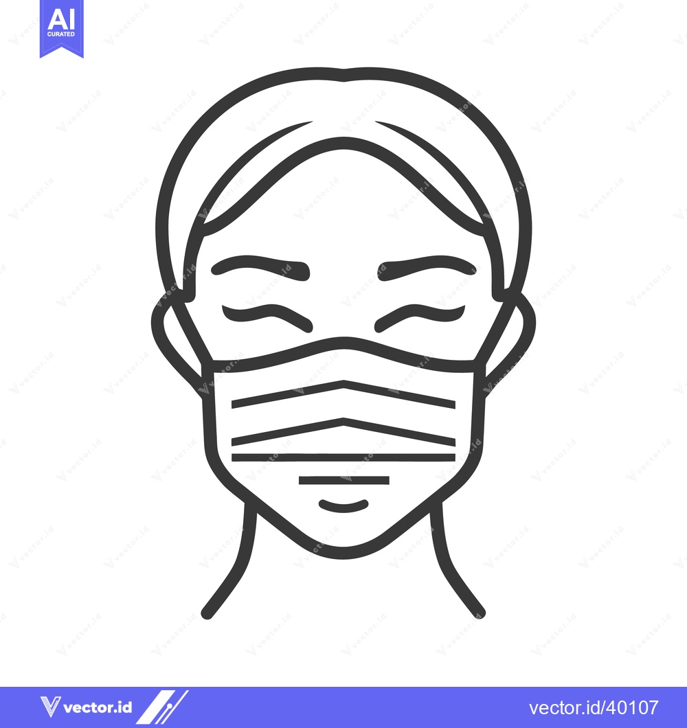 Premium Vector dari A stylized drawing depicts a person wearing a face mask