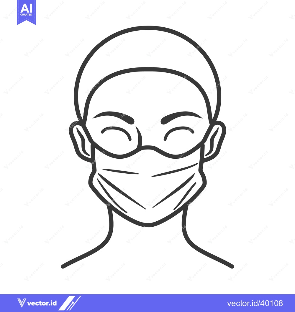 Premium Vector dari A simple black and white illustration of a masked person