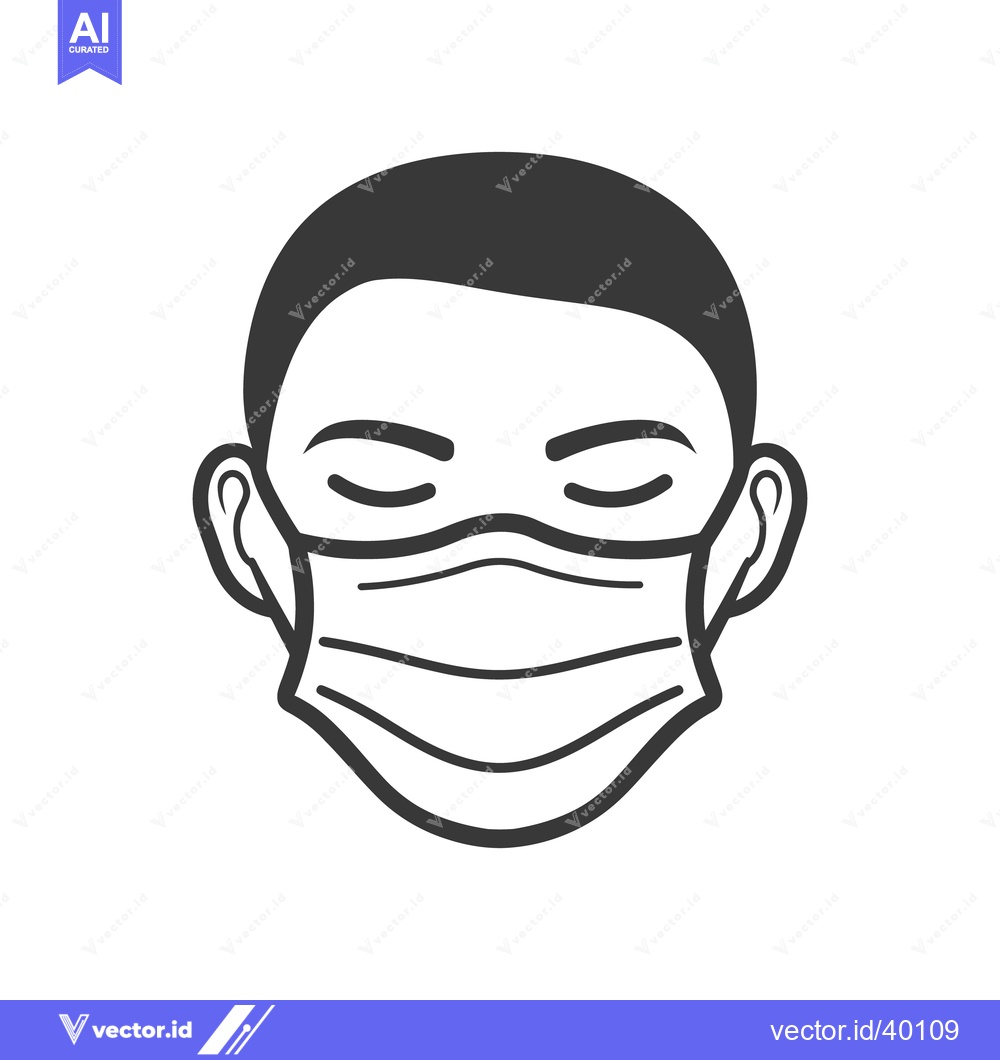 Premium Vector dari An illustrated face of a person wearing a face mask