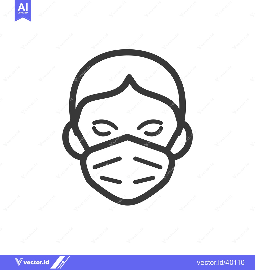 Premium Vector of A simple monochrome line drawing of a person wearing a mask