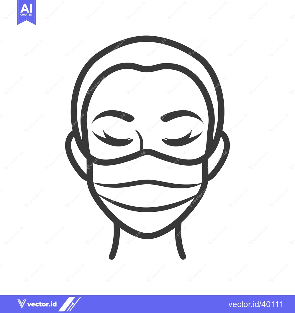Premium Vector dari Front facing portrait of person wearing a protective face mask