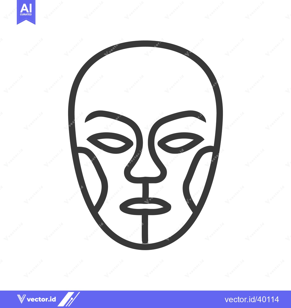 Premium Vector of An outlined representation depicts a stylized human face on a white ba