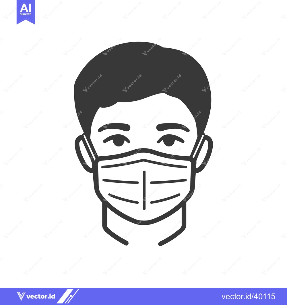 Premium Vector dari A graphic illustration showing a person wearing a protective face mask