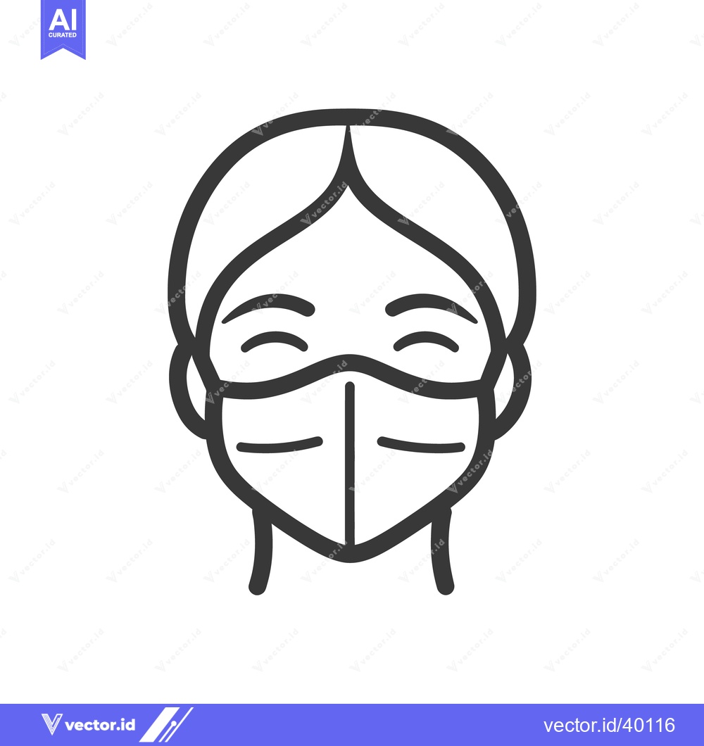 Premium Vector of A minimalist line drawing depicts a human wearing a mask