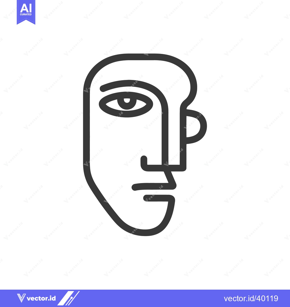 Premium Vector dari Minimalist Line Art Portrait: Abstract Face with Single Eye and Unique