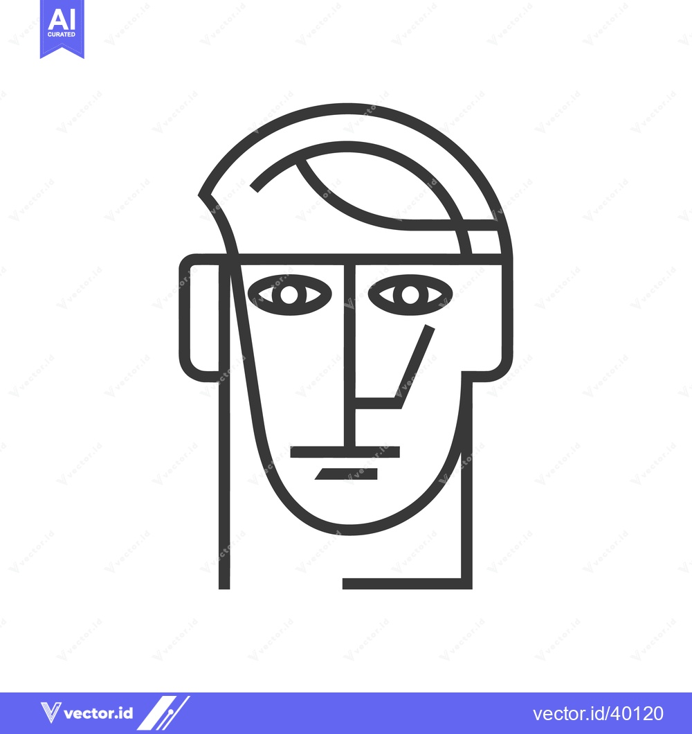 Premium Vector of Minimalist Line Art Portrait: Abstract Geometric Face Illustration on