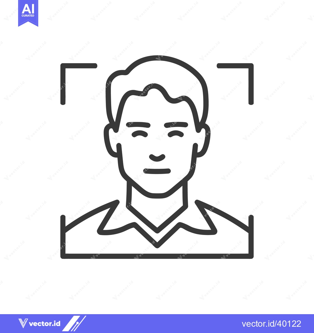 Premium Vector of Face Recognition Scan: Minimalist Icon of Facial Identification Techno