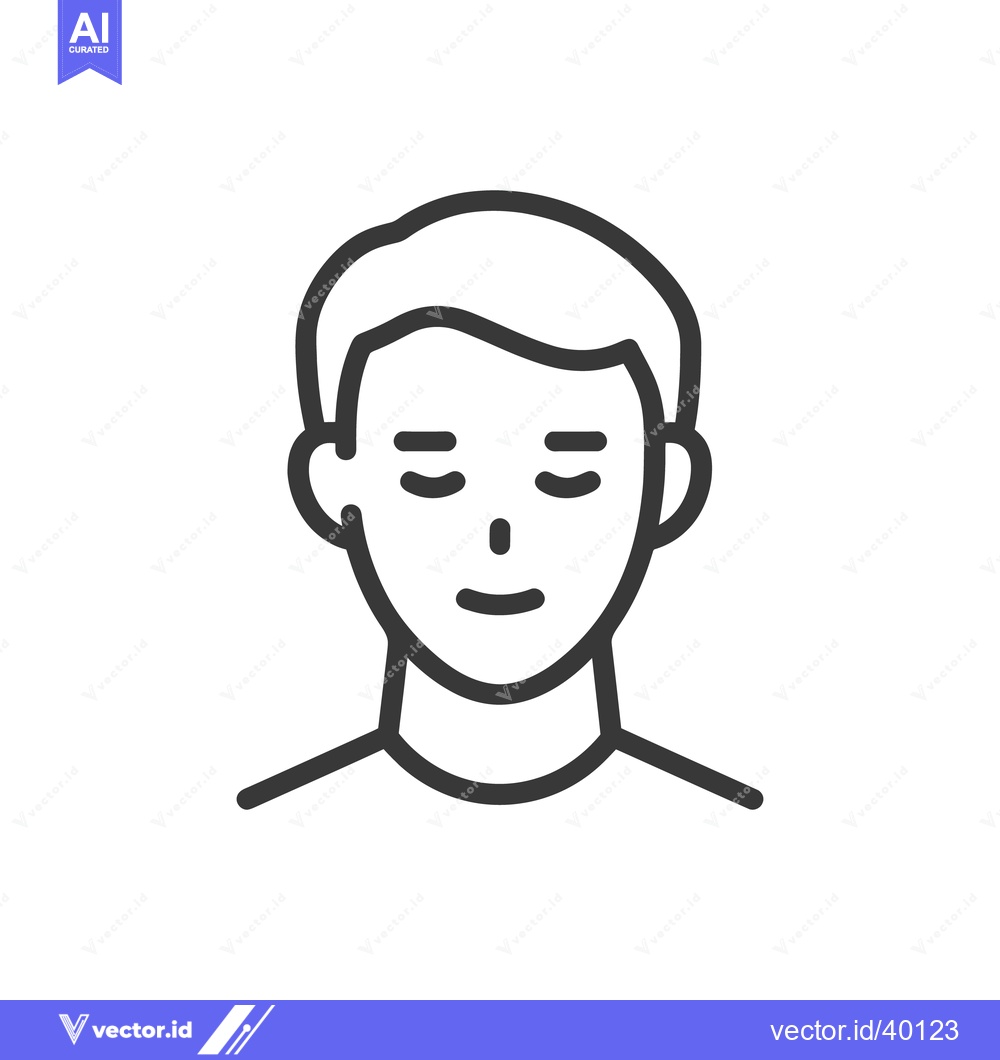 Premium Vector of Minimalist Line Art Portrait of a Calm Man with Closed Eyes