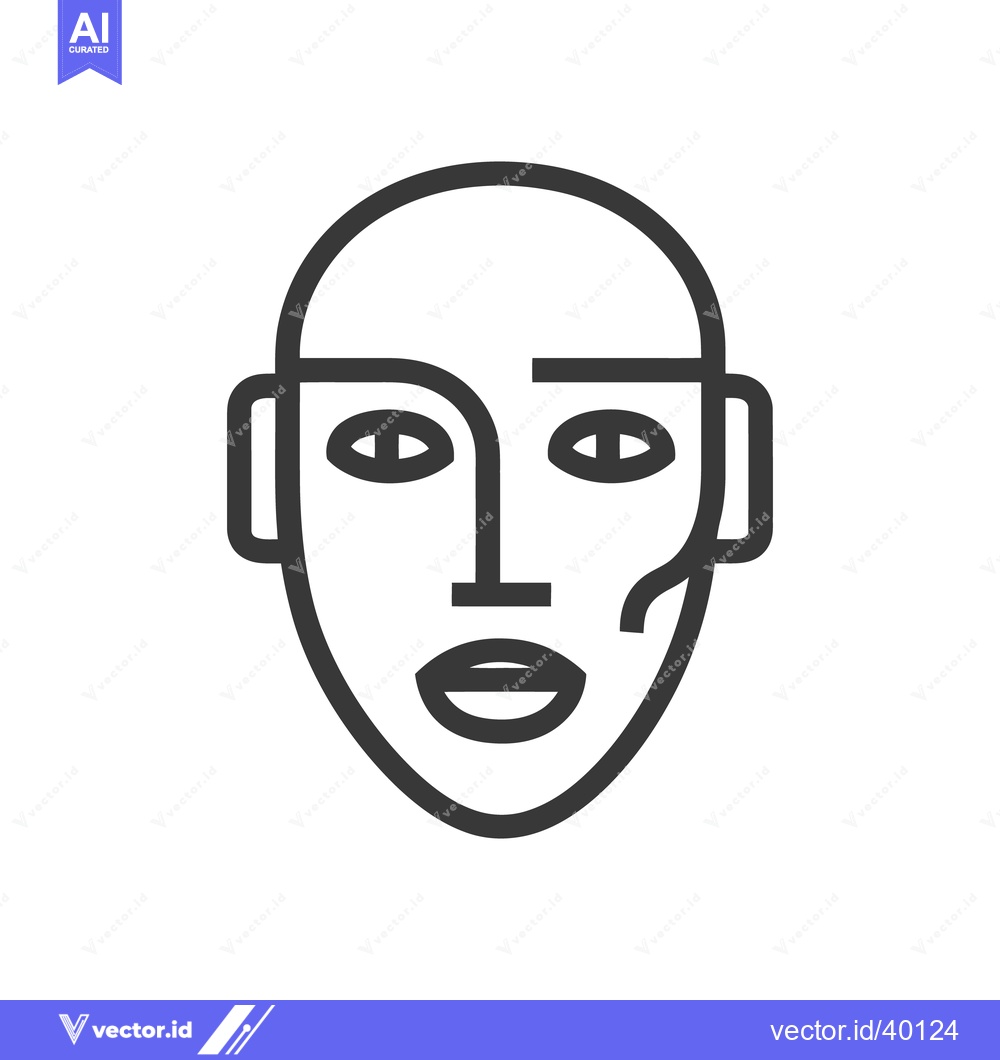 Premium Vector dari Minimalist Line Art: Abstract Human Face with Geometric Features and B