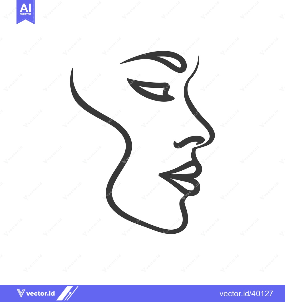 Premium Vector dari Minimalist Woman's Profile: Elegant Line Art Portrait on White