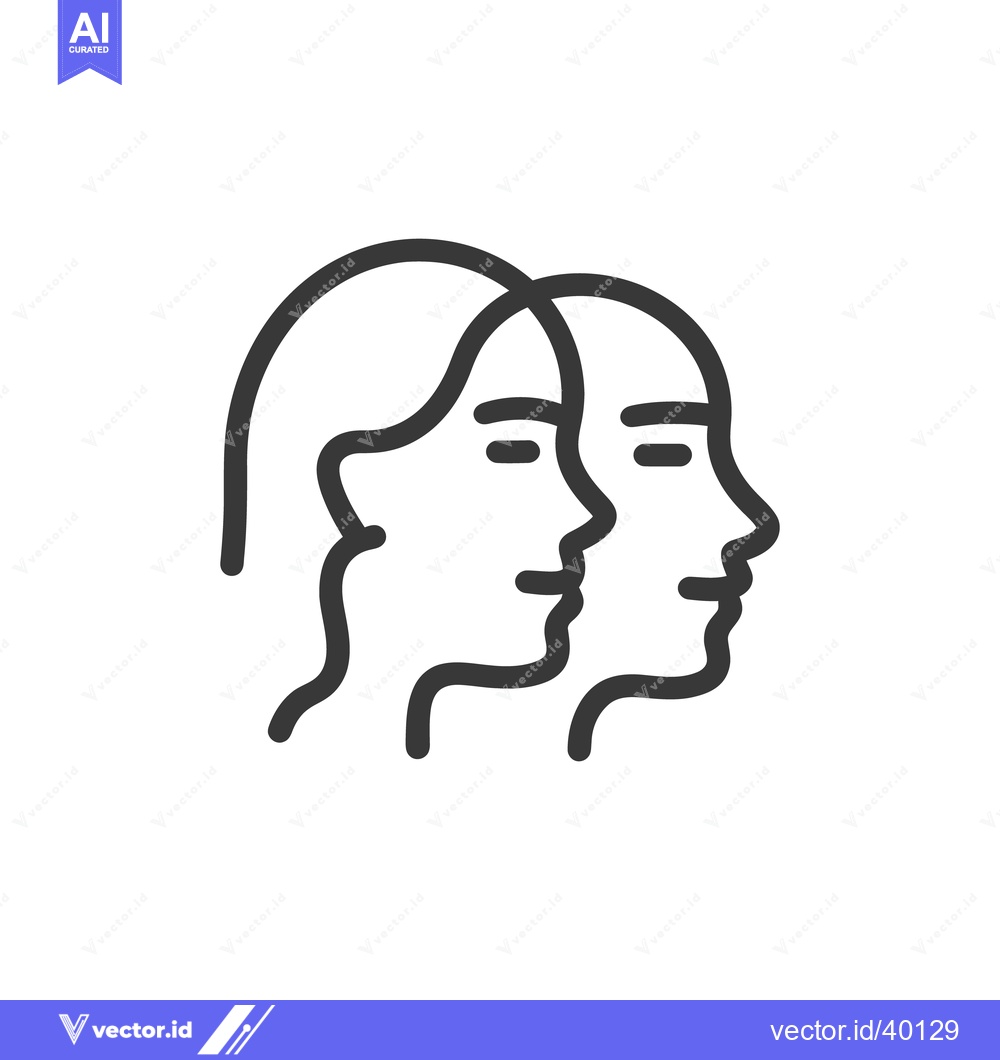 Premium Vector of Intertwined Profiles: Minimalist Line Art of Two Faces in Harmony