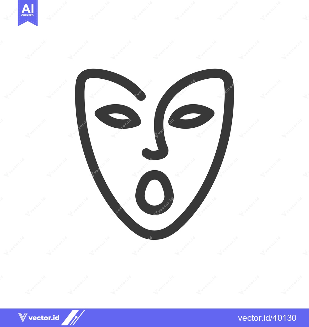 Premium Vector of Minimalist Mask Illustration: Bold Outline, Expressive Face, Modern De