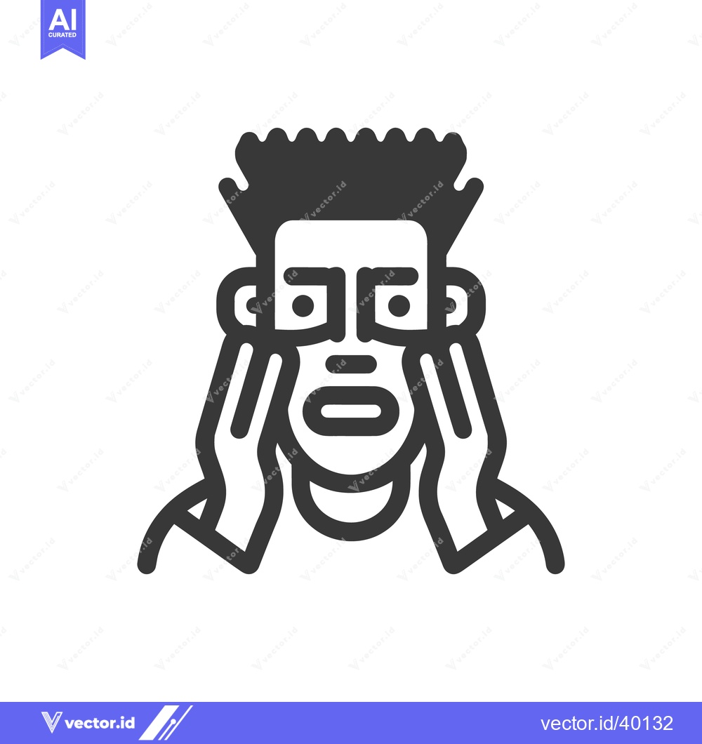 Premium Vector dari Stylized Icon of Person Massaging Face with Hands