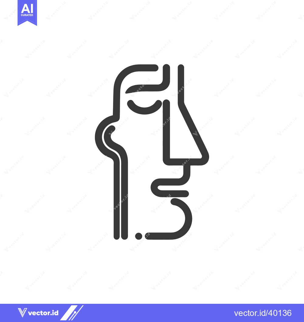 Premium Vector dari Minimalist Moai Head Icon: Modern Line Art Design on White Background