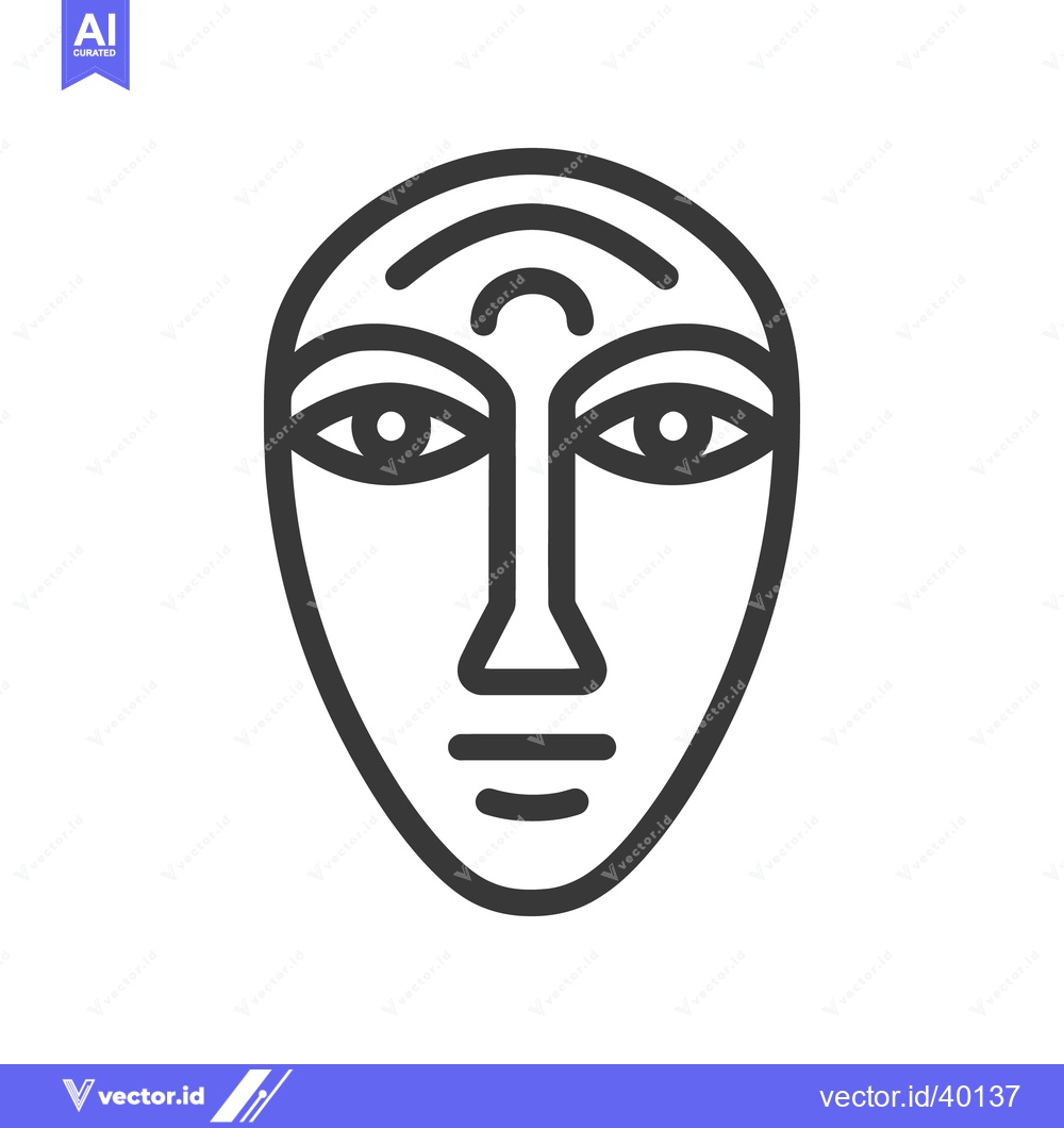 Premium Vector dari Minimalist Tribal Mask Icon: Bold Line Art, Cultural Symbolism, Graphi