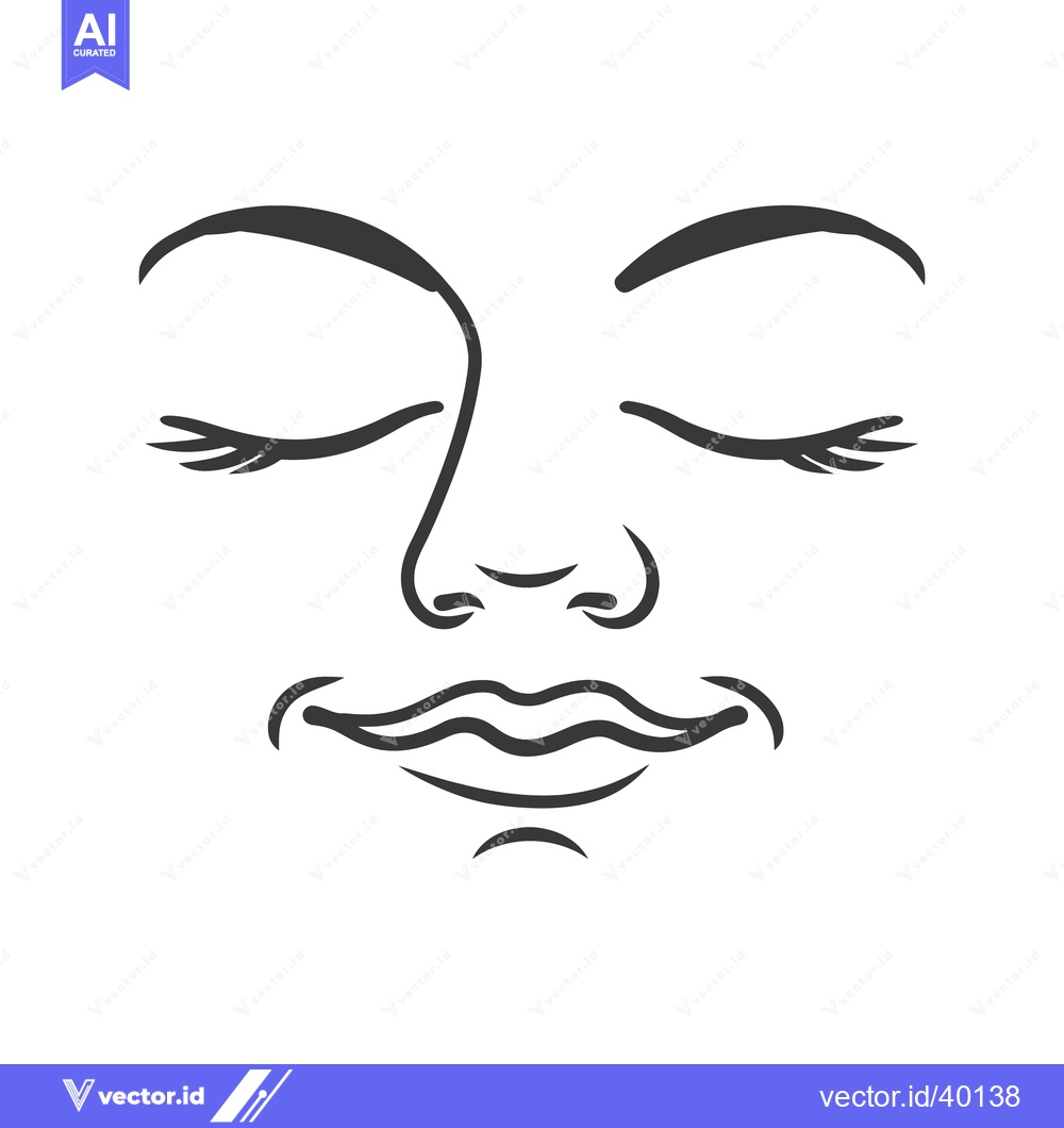 Premium Vector dari A simple line art drawing of a serene closed face