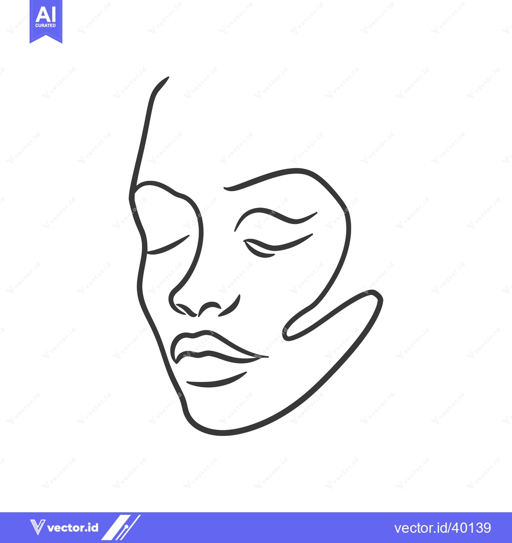 Premium Vector dari Simple black and white line drawing depicts a persons face