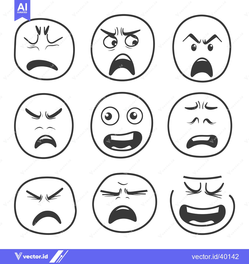 Premium Vector of Illustrations depicting a variety of different emotional expressions o