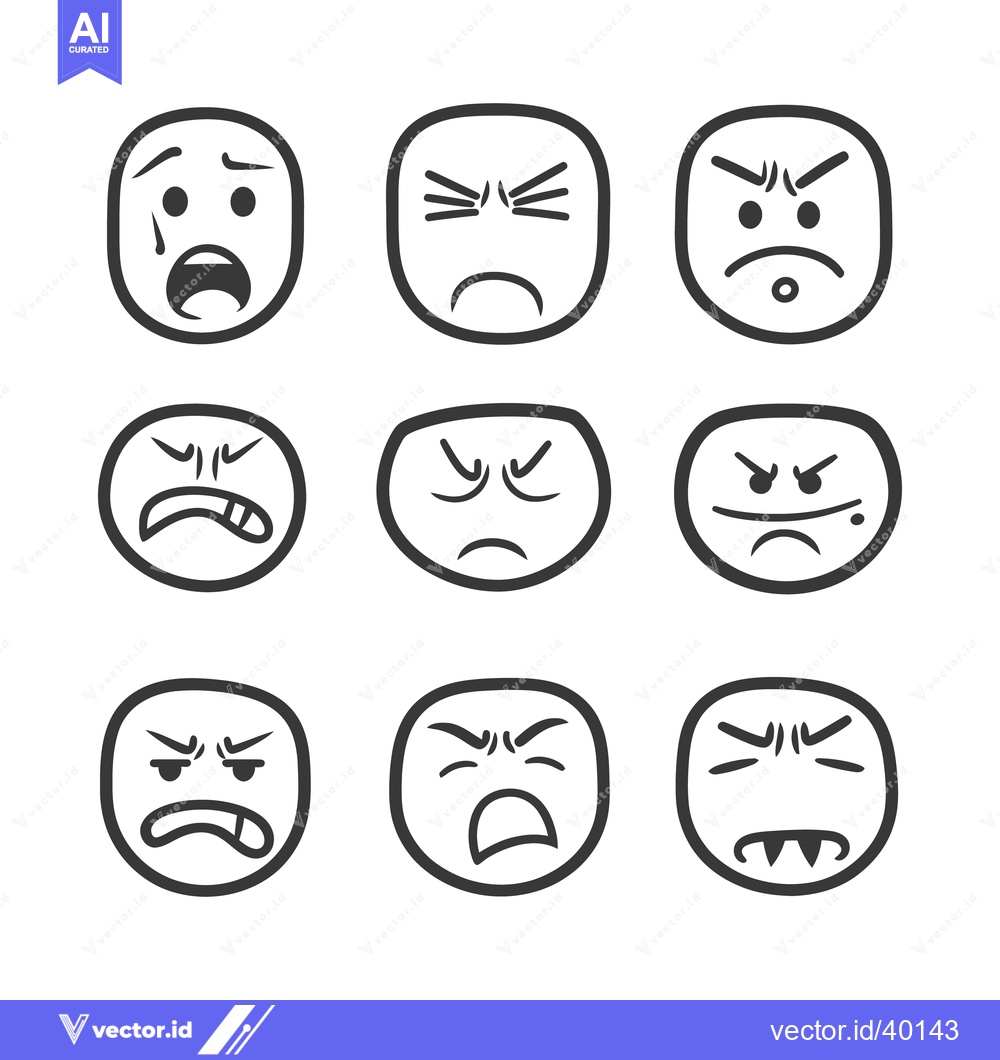 Premium Vector dari Simple black and white drawings representing various negative emotions
